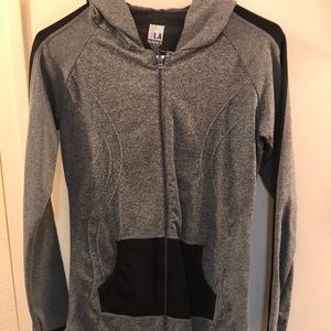 Athletic style gray and black zip up hoodie